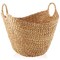 Casafield Large Laundry Boat Basket with Handles, Woven Water Hyacinth Multipurpose Storage Organizer for Throw Blankets, Bathroom, Bedroom, Living Room